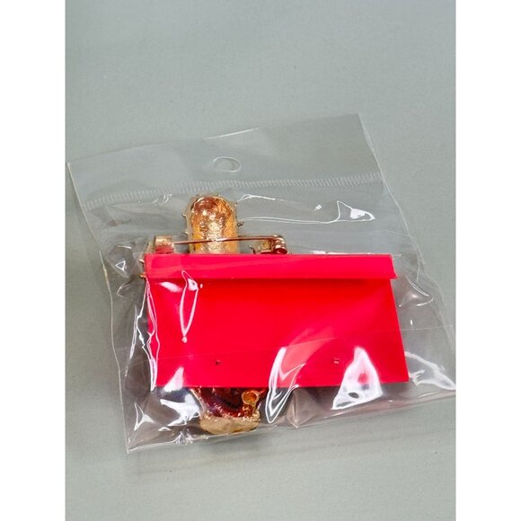 Betsy Johnson Gold Cactus Brooch With Rhinestones In Sealed Packaging - Picture 4 of 6